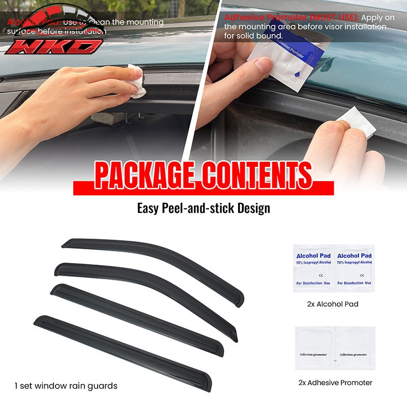 Fits 22-26 Toyota Tundra Crew Cab 4PCS Window Visors Smoke Acrylic Deflectors