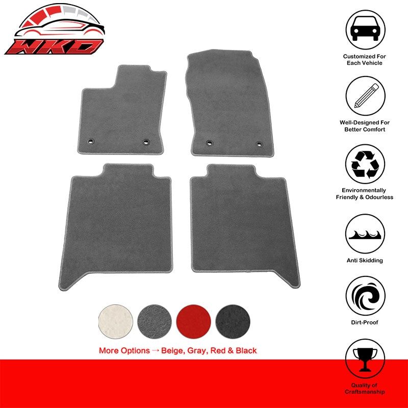 Fits 22-24 Toyota Tundra Crewmax Anti-Slip Floor Mats Carpet Nylon 4PCS - Gray