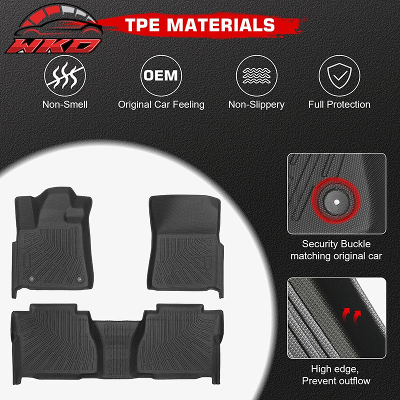 Fits 07-11 Toyota Tundra Double Cab Anti-Slip Floor Mats All Weather TPE Carpets