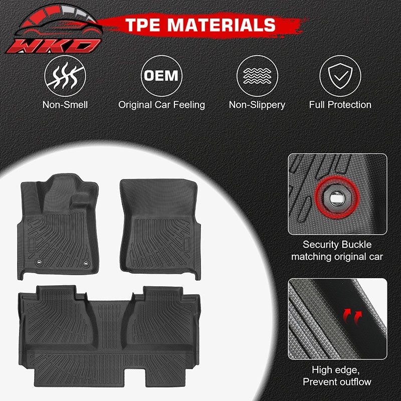Fits 14-21 Toyota Tundra Double Cab Anti-Slip Floor Mats All Weather TPE Carpets