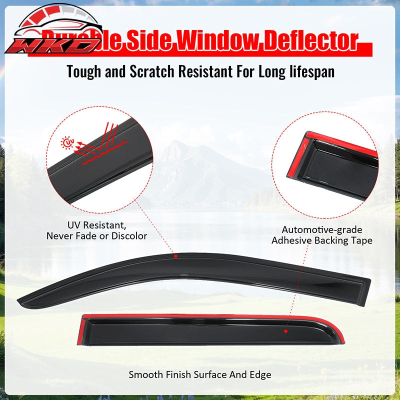 Fits 22-26 Toyota Tundra Double Cab Window Visors Acrylic Rain Deflectors 4PCS