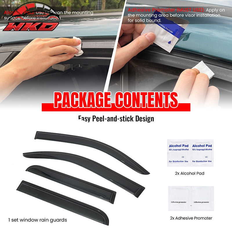 Fits 22-26 Toyota Tundra Double Cab Window Visors Acrylic Rain Deflectors 4PCS
