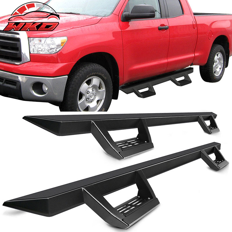 Fits 07-21 Toyota Tundra Double Cab IKON V2 Style Steel Running Boards Black