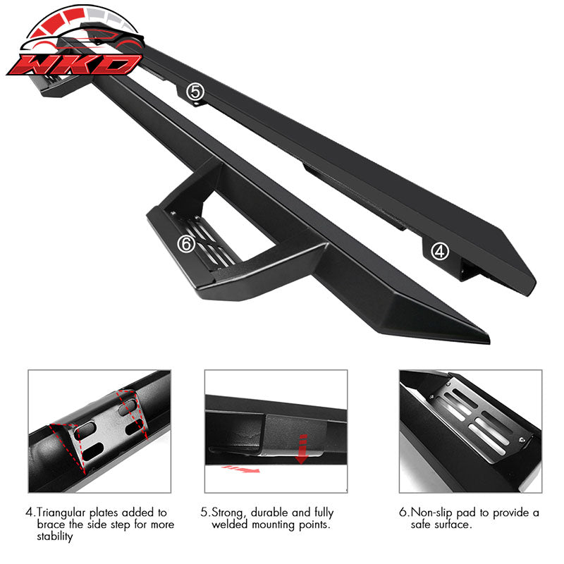 Fits 07-21 Toyota Tundra Double Cab IKON V2 Style Steel Running Boards Black