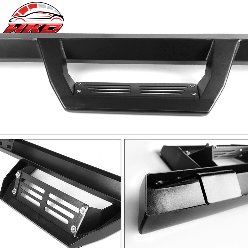 Fits 07-21 Toyota Tundra Double Cab IKON V2 Style Steel Running Boards Black