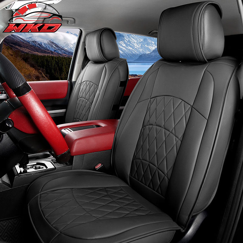 Wholesale 08-23 Toyota Tundra Black Full Set Seat Covers Front Back Row PU Leather