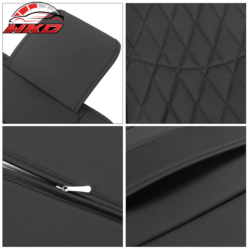 Fits 08-23 Toyota Tundra Black Full Set Seat Covers Front Back Row PU Leather