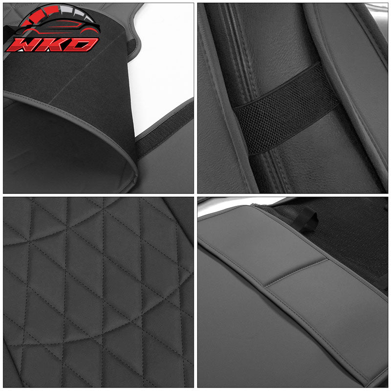 Fits 08-23 Toyota Tundra Black Full Set Seat Covers Front Back Row PU Leather