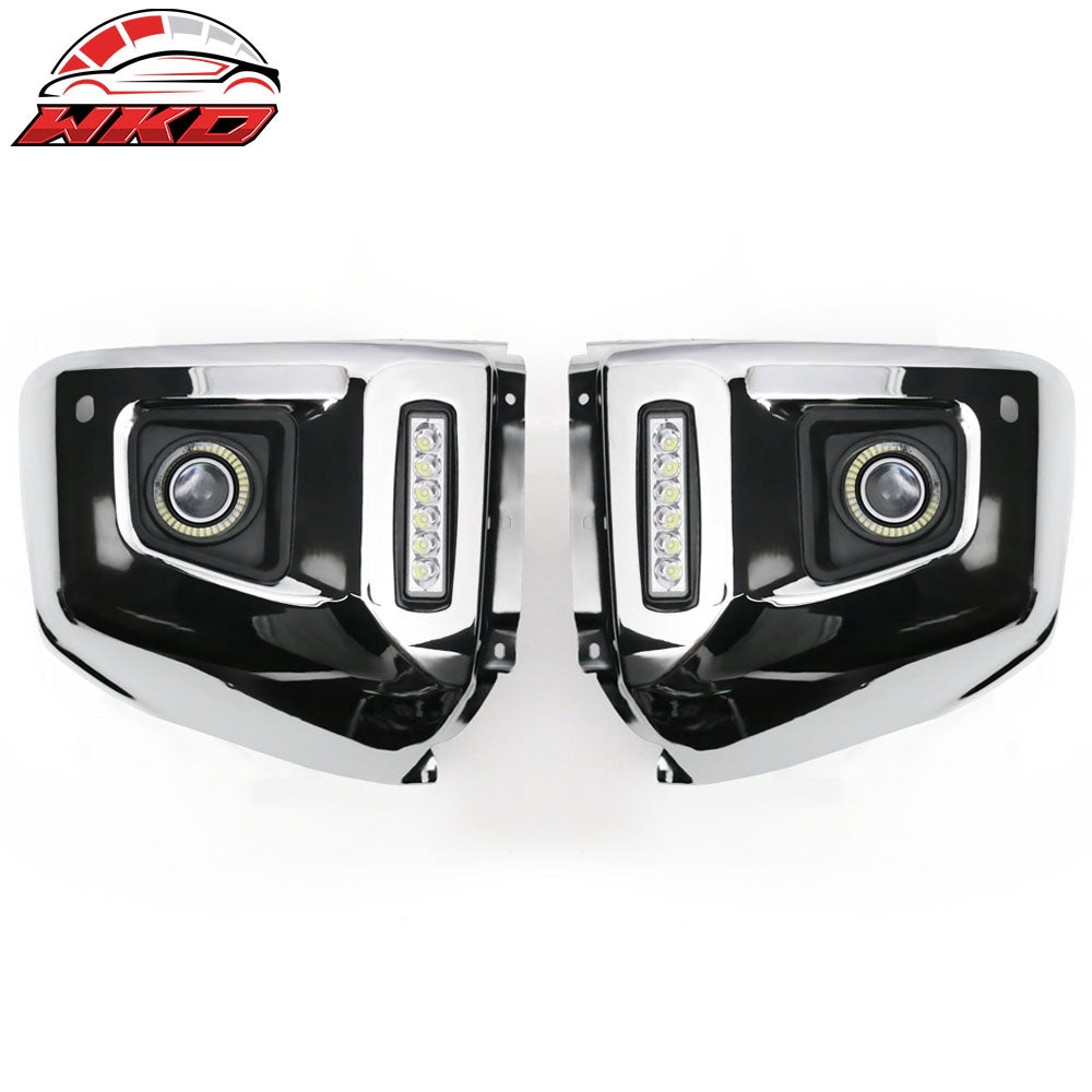 Wholesale 14-19 Toyota Tundra LED Halo Projector Bumper Fog Driving Lights Chrome