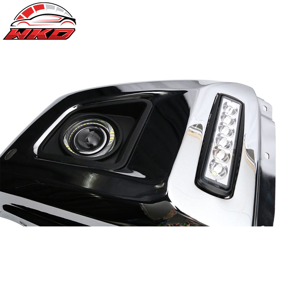 Fits 14-19 Toyota Tundra LED Halo Projector Bumper Fog Driving Lights Chrome