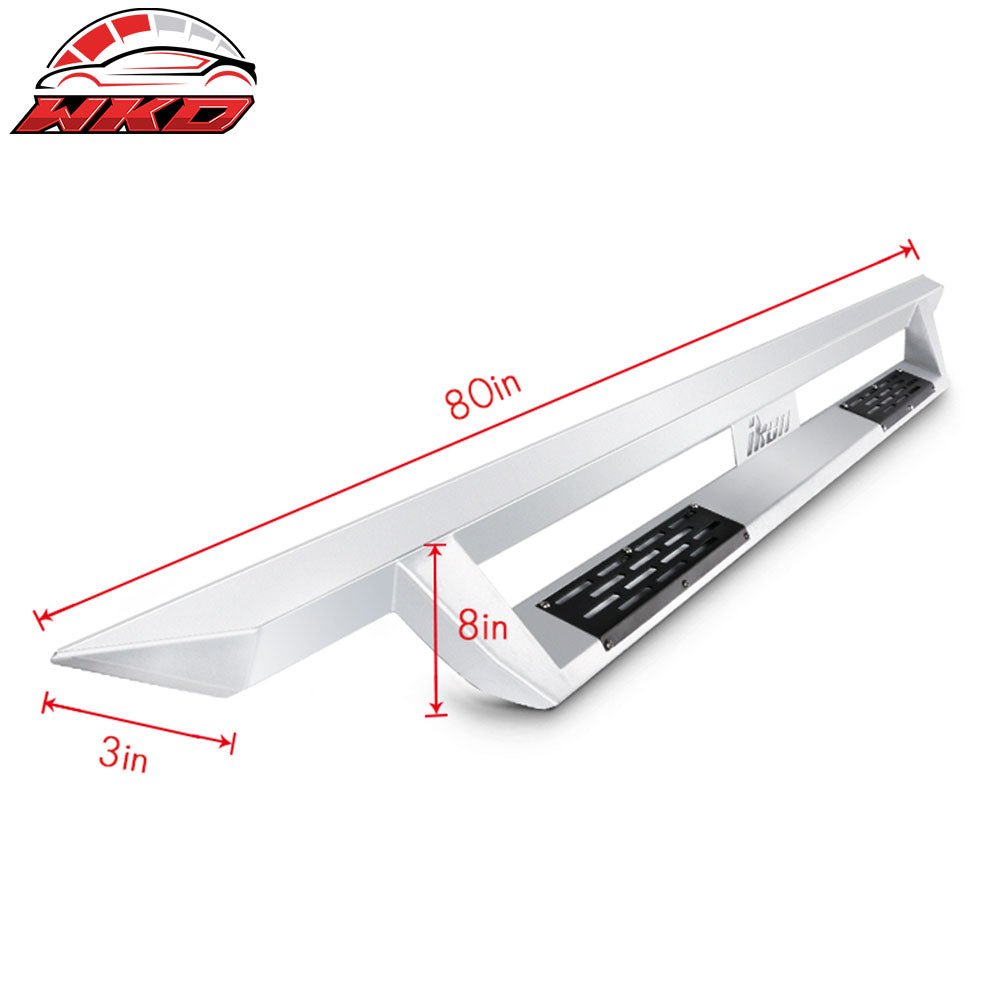 Fits 07-21 Toyota Tundra Double Cab IKON V1 Style Steel Running Boards Silver