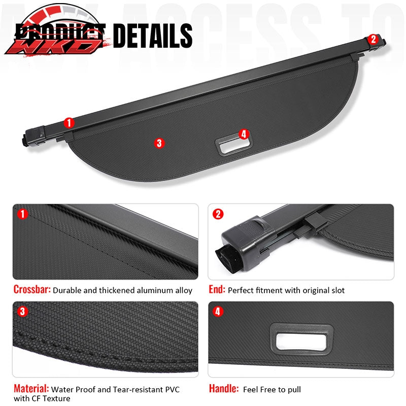 Fits 24-26 Traverse Acadia Enclave Cargo Cover + TPE Backrest + 3D Trunk Mats