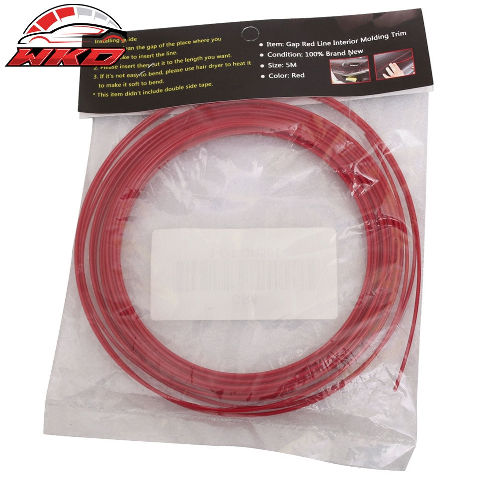 Universal Car Gap Red Line Moulding Trim Edge Interior Accessory Decor 5 Meters