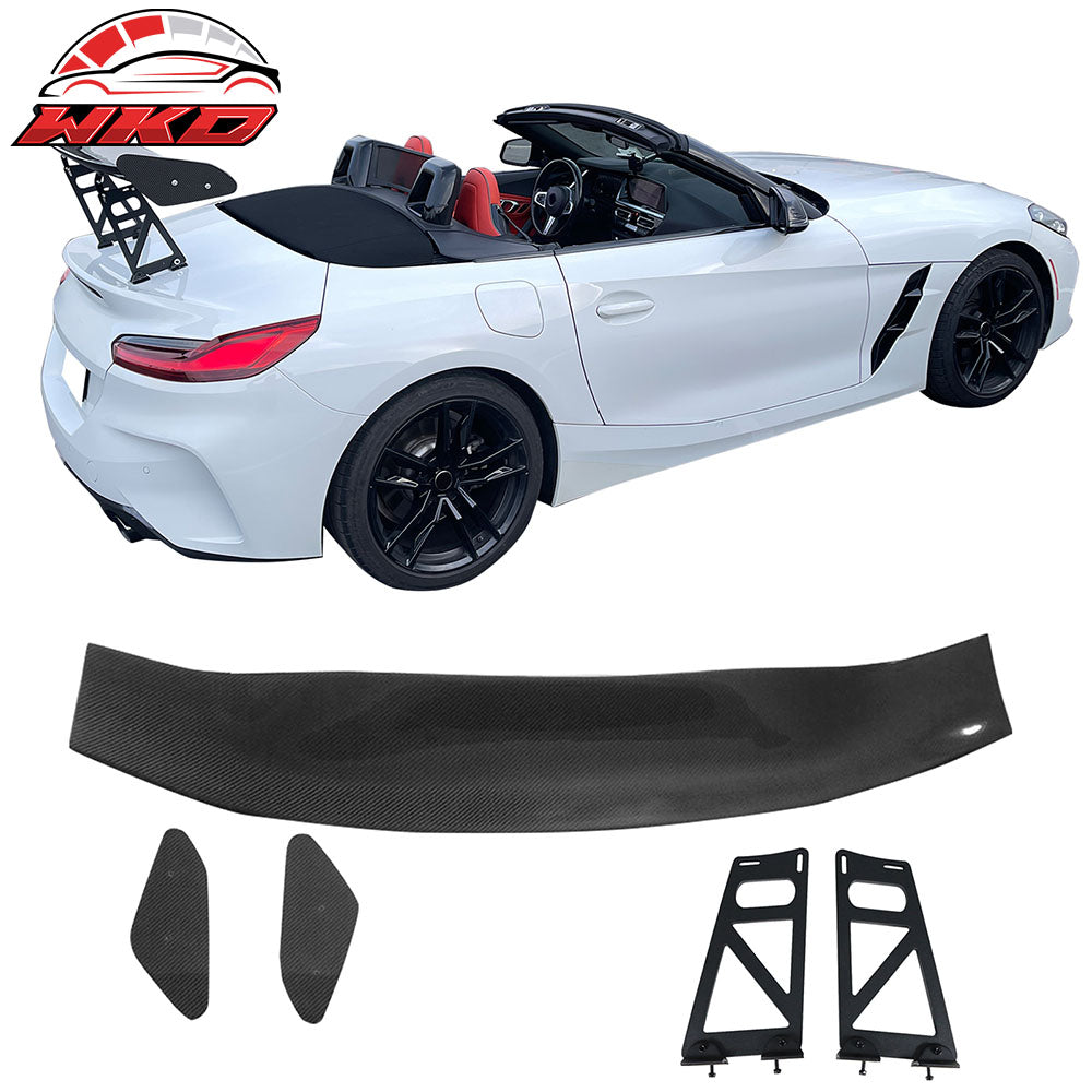 Universal 56" Inch GT Style 3D Carbon Fiber Trunk Spoiler V1 Side Plates V6 Legs