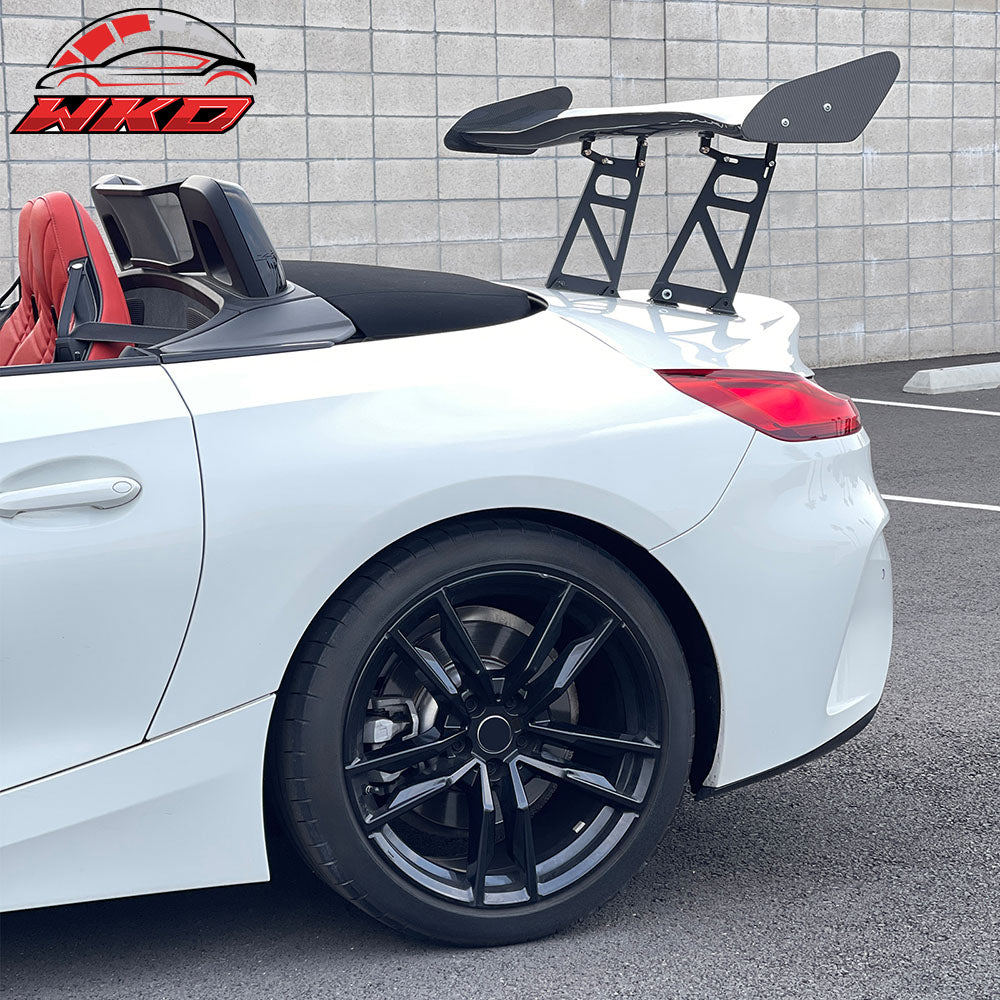 Universal 56" Inch GT Style 3D Carbon Fiber Trunk Spoiler V1 Side Plates V6 Legs