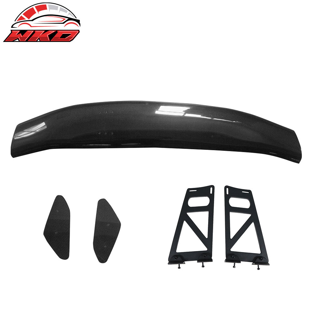 Universal 56" Inch GT Style 3D Carbon Fiber Trunk Spoiler V1 Side Plates V6 Legs