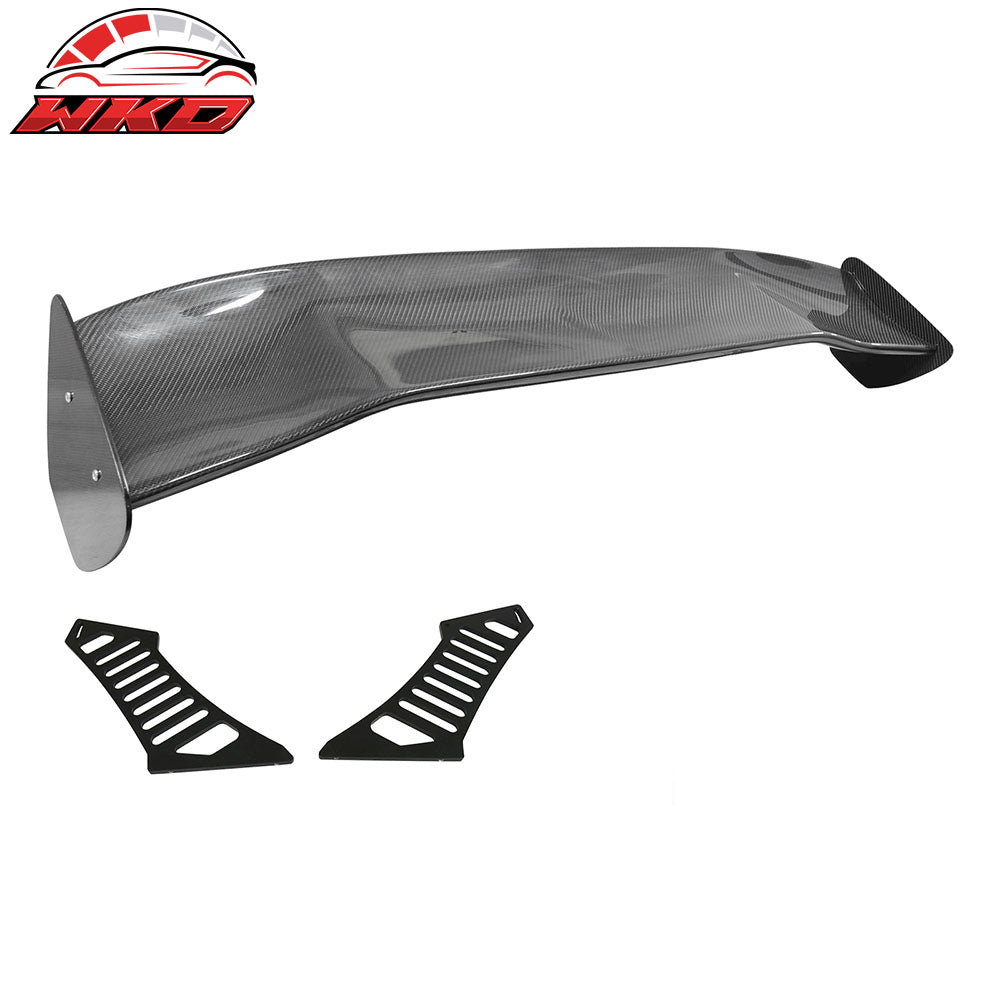 Universal 56" Inch GT Style 3D Carbon Fiber Trunk Spoiler V3 Side Plates + Legs