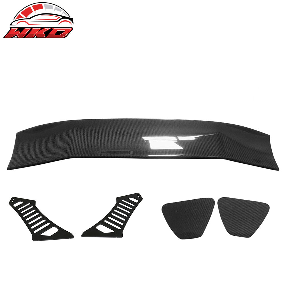 Universal 56" Inch GT Style 3D Carbon Fiber Trunk Spoiler V3 Side Plates + Legs