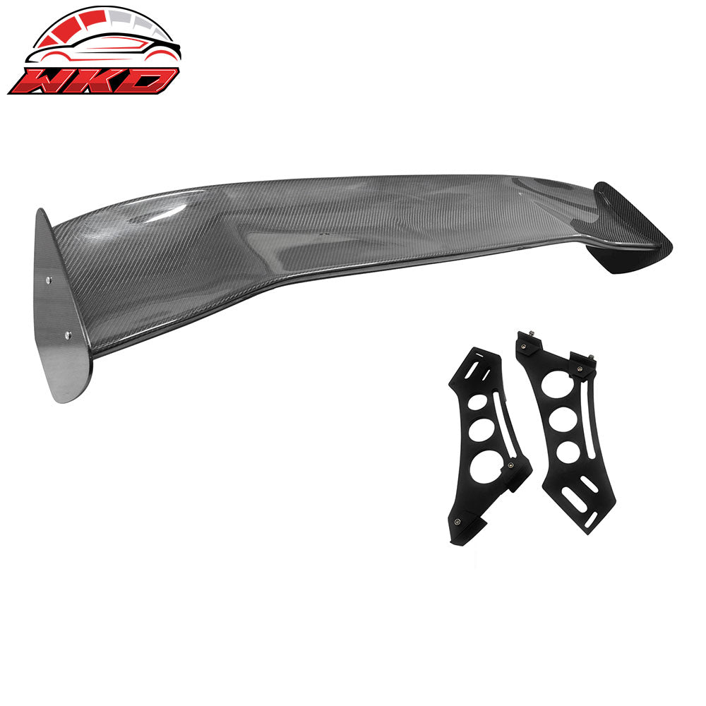 Universal 56" Inch GT Style 3D Carbon Fiber Trunk Spoiler V3 Side Plates V5 Legs
