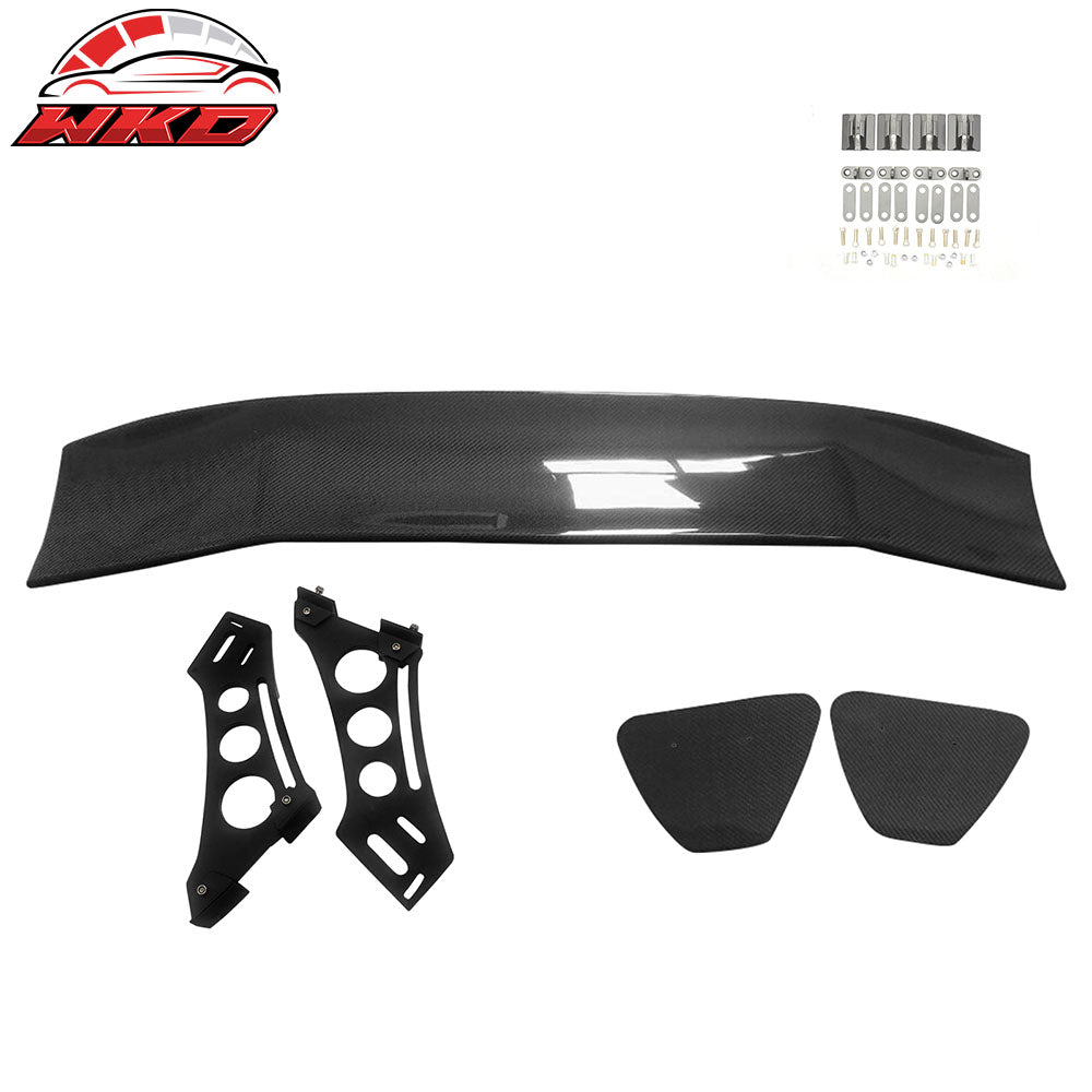 Universal 56" Inch GT Style 3D Carbon Fiber Trunk Spoiler V3 Side Plates V5 Legs