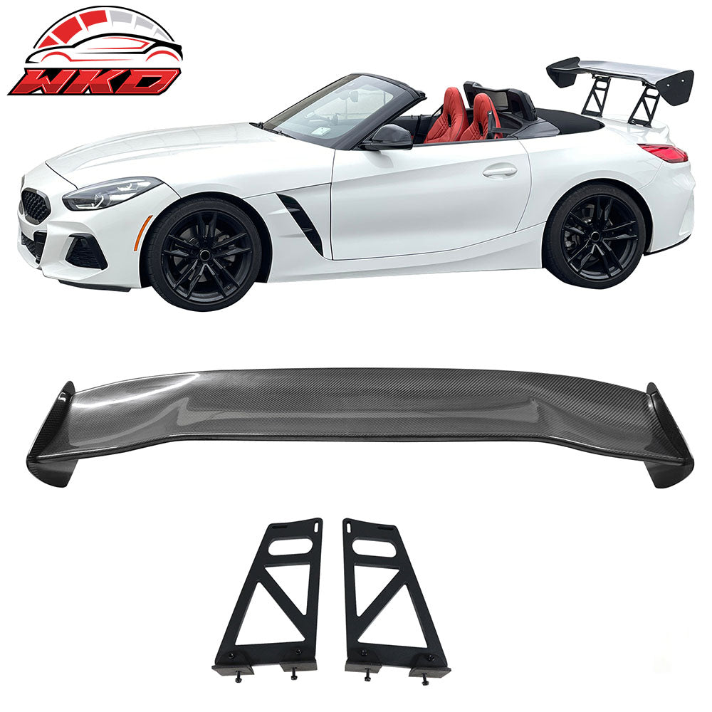 Universal 56" Inch GT Style 3D Carbon Fiber Trunk Spoiler V3 Side Plates V6 Legs
