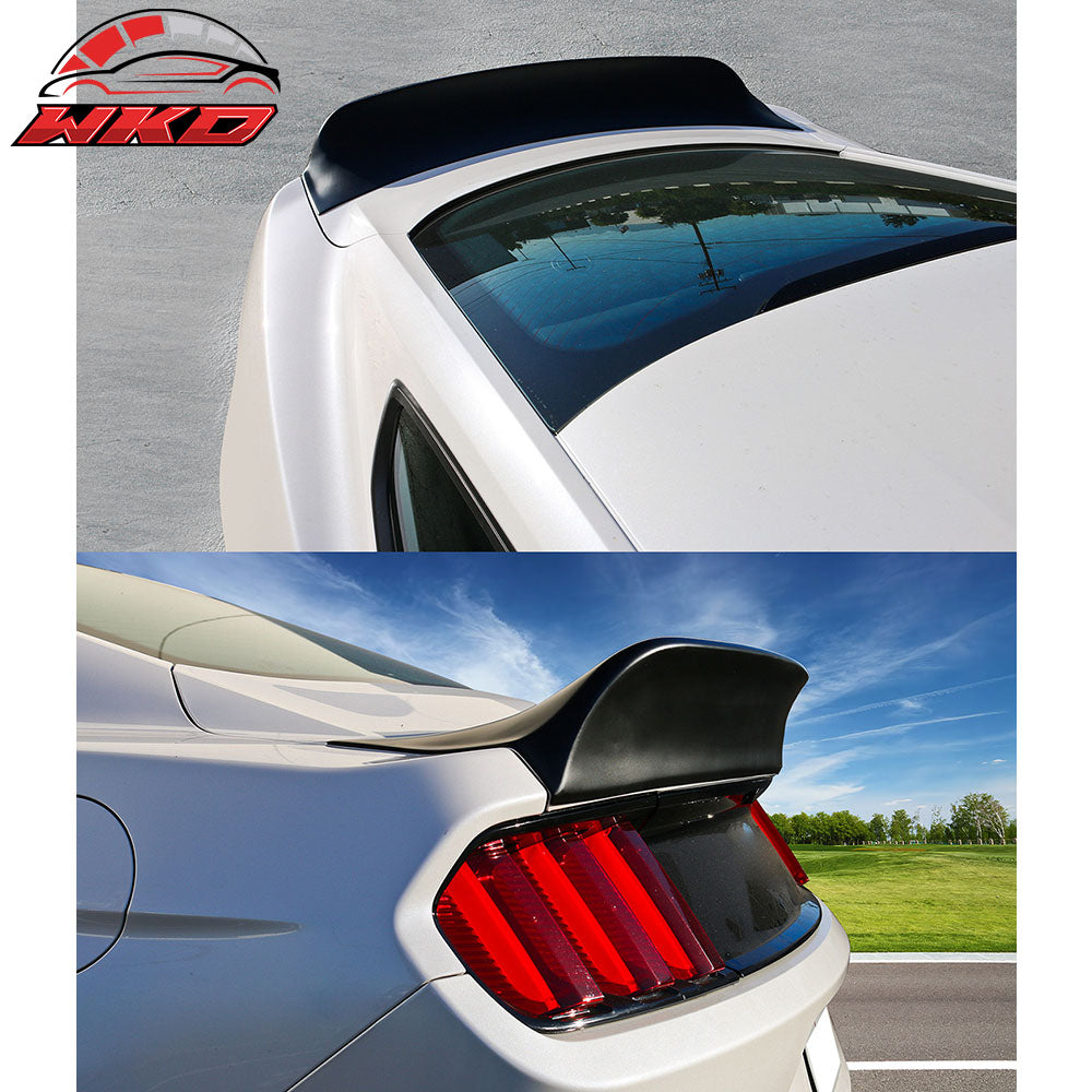 Fits 15-23 Ford Mustang Coupe IKON Style Matte Black Duckbill Trunk Spoiler PP