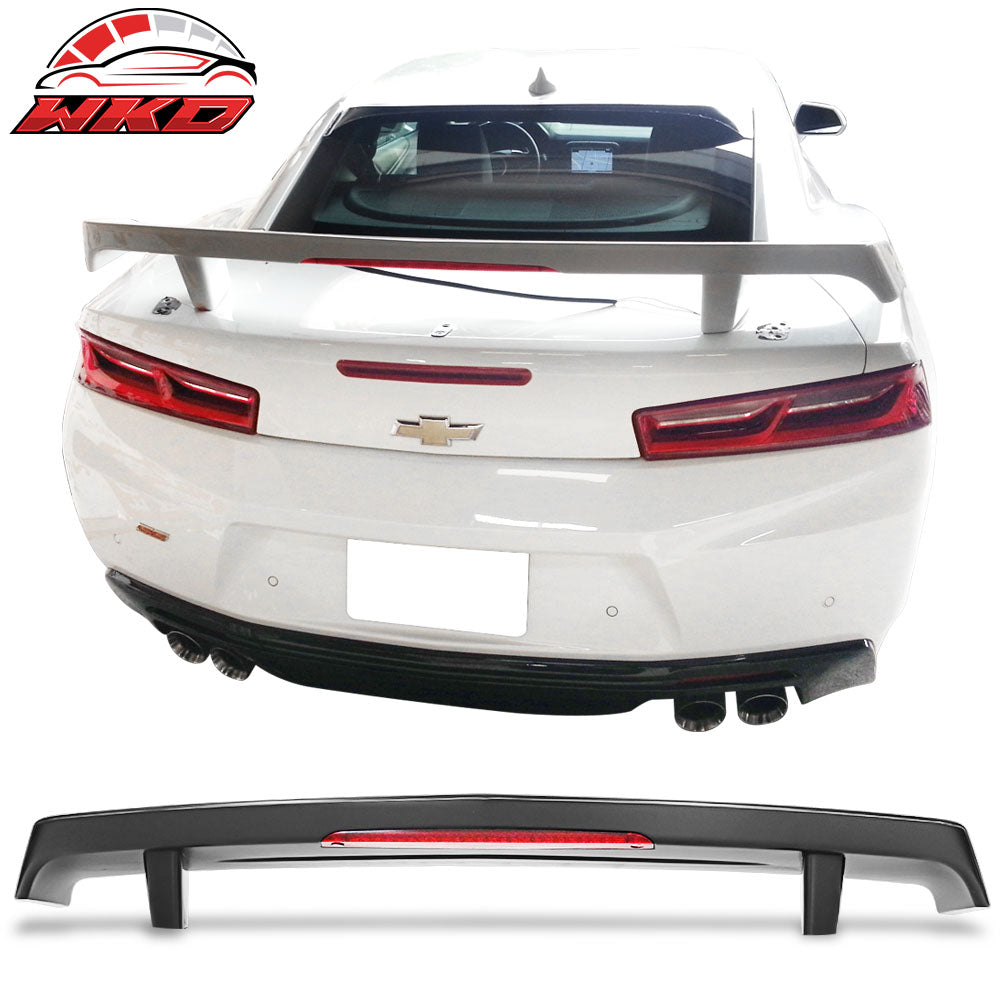 For 16-24 Chevy Camaro Trunk Spoiler GM Style LED 3rd Brake Light Unpainted Wing