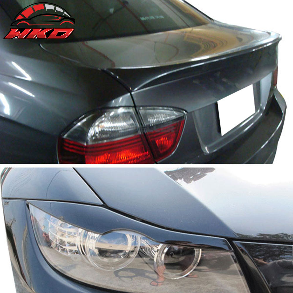 Fits 06-11 BMW 3 Series E90 Sedan OE Trunk Spoiler & Headlight Eyelid Covers