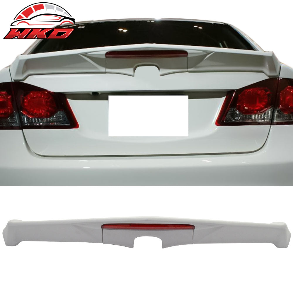 Fits 06-11 Honda Civic 4Dr Rear Trunk Spoiler Wing MD FRP Red LED Brake Light