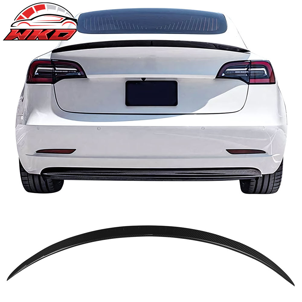 Fits 17-23 Tesla Model 3 Trunk Spoiler Performance Style Carbon Fiber Rear Wing