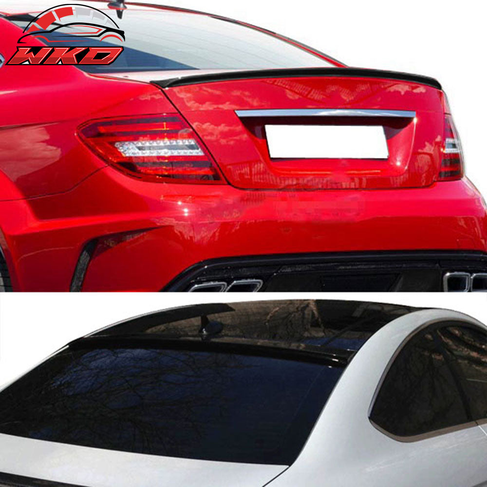 Fits 12-15 Benz W204 C204 C Class Coupe Trunk Spoiler + OE Style Roof Spoiler
