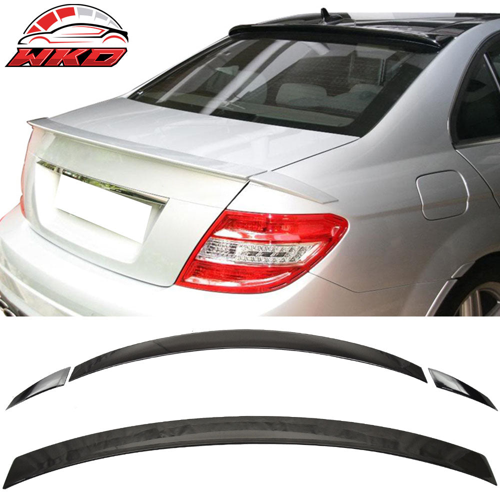Fits 08-14 W204 Sedan B Type Trunk & OE Roof Wing Painted #197 Obsidian Black