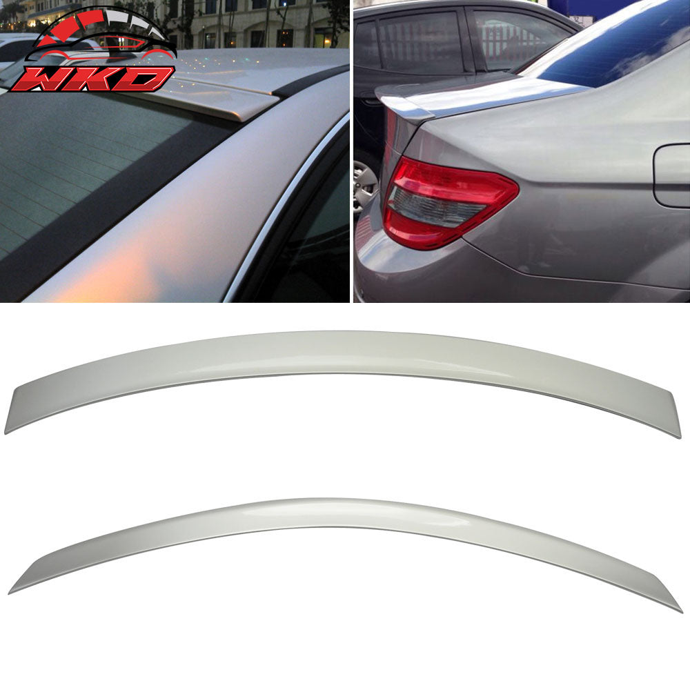 Fits 08-14 W204 Trunk Spoiler & Roof Wing Painted #744 Iridium Silver Metallic
