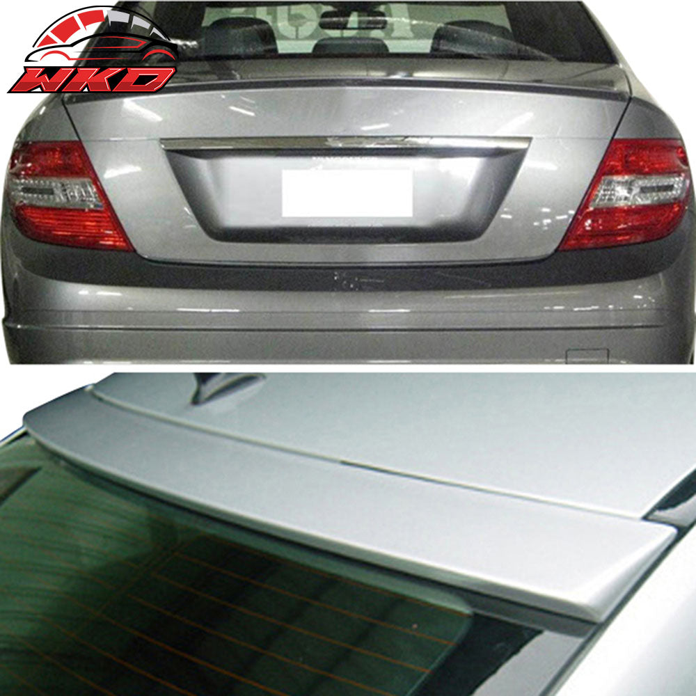 Fits 08-14 W204 Trunk Spoiler & Roof Wing Painted #744 Iridium Silver Metallic