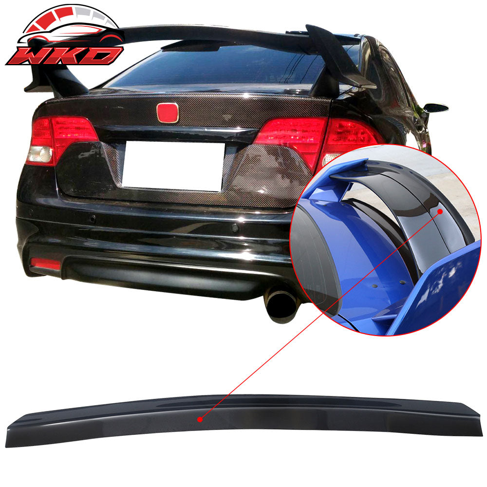 Fits 06-11 Honda Civic Top Gurney Flap Trunk Spoiler Wing Transparent Smoke