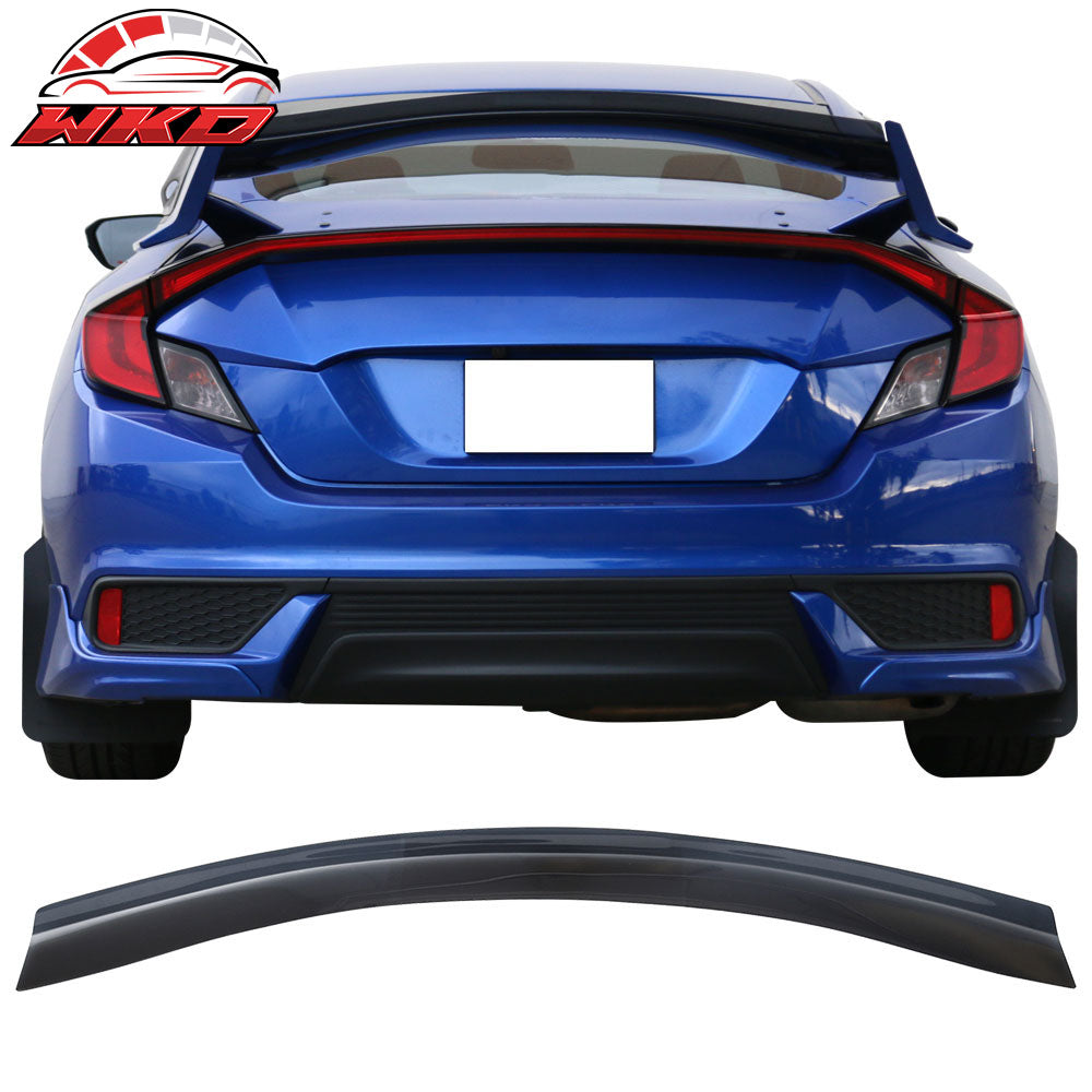 Fits 16-21 Civic Sedan Coupe Top Gurney Flap Trunk Spoiler Transparent Smoke