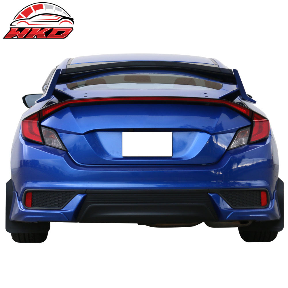 Fits 16-21 Civic Sedan Coupe Top Gurney Flap Trunk Spoiler Transparent Smoke