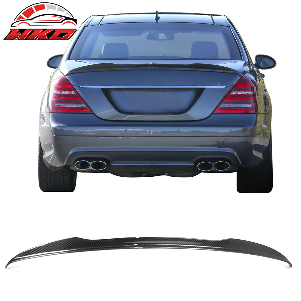 Fits 07-13 Benz W221 S-Class Trunk Spoiler V Style Carbon Fiber Rear Boot Wing