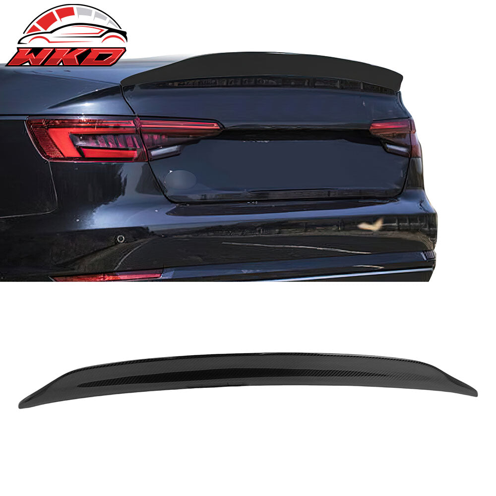 Fits 17-25 Audi A4 B9 Trunk Spoiler Real Carbon Fiber V Style Rear Deck Lid Wing