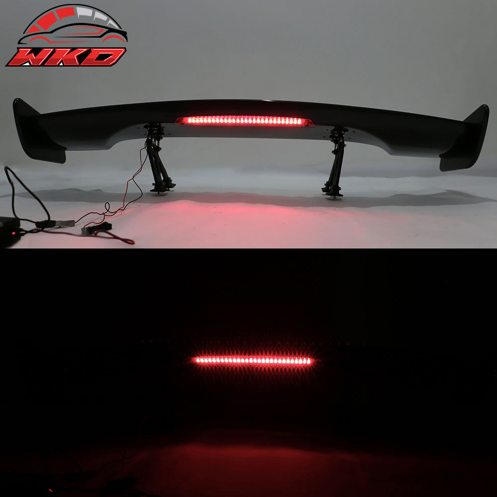 Universal 57 Inch GT Trunk Spoiler Wing & LED Brake Light Carbon Fiber Print ABS