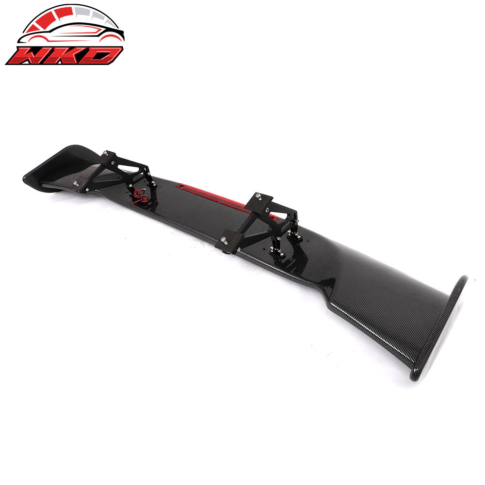 Universal 57 Inch GT Trunk Spoiler Wing & LED Brake Light Carbon Fiber Print ABS
