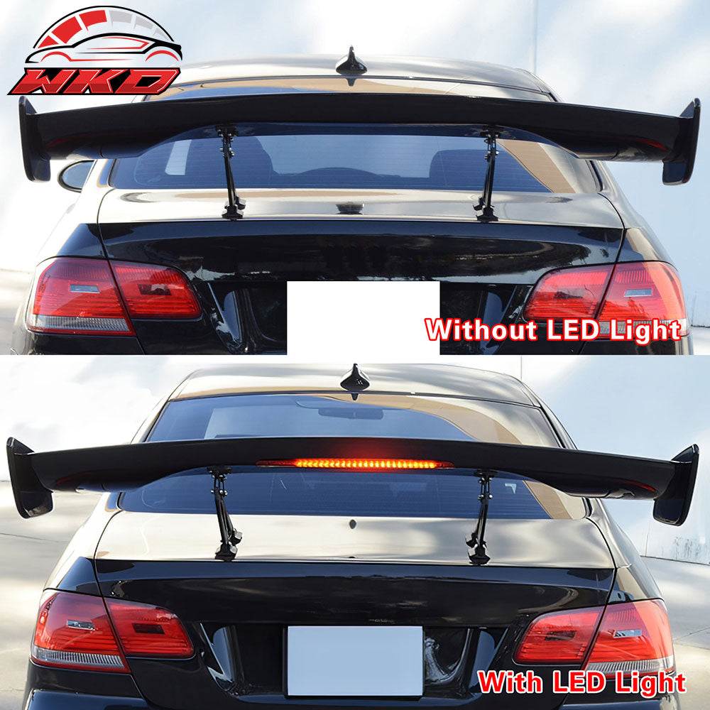 Universal 57 Inch GT Trunk Spoiler Wing & LED Brake Light Carbon Fiber Print ABS