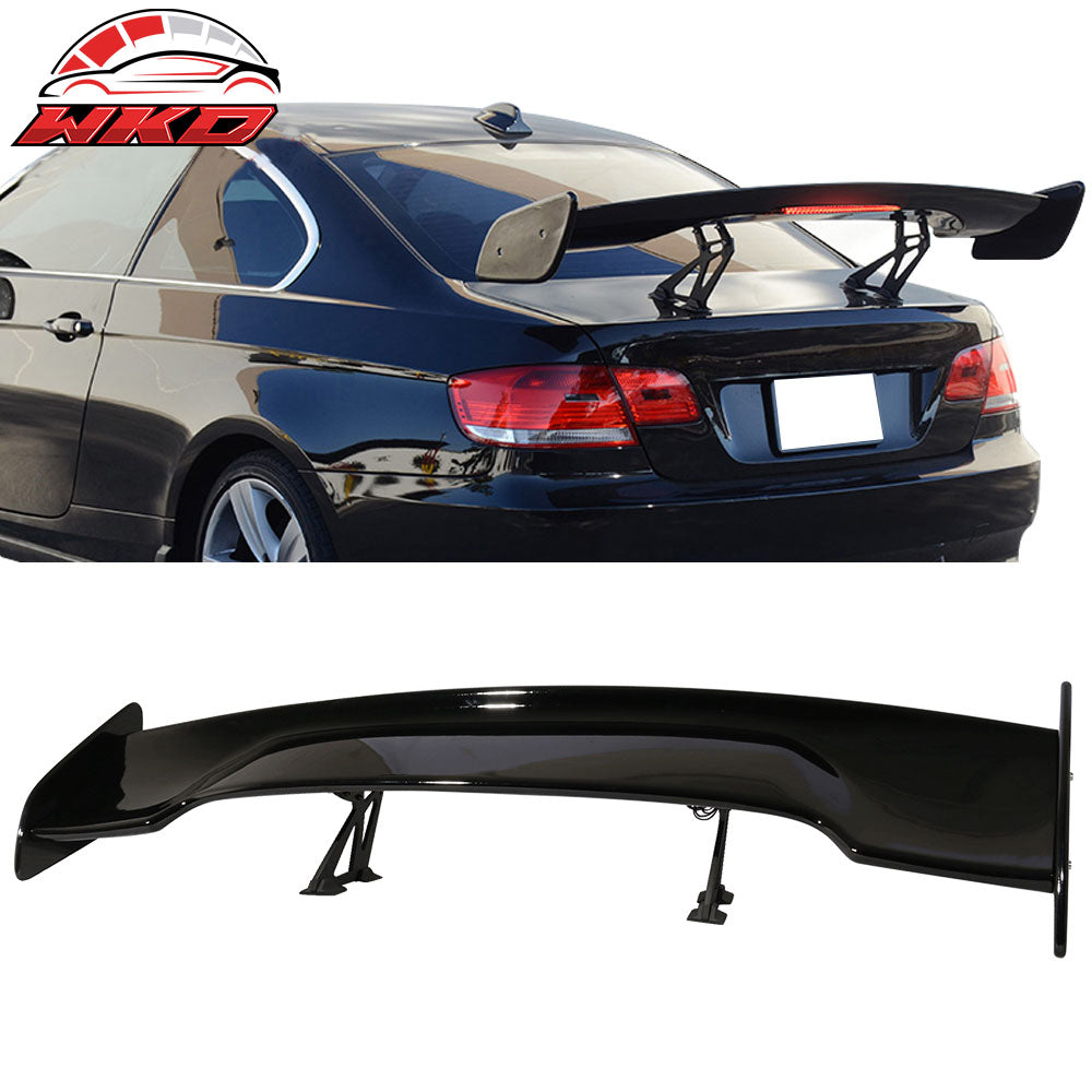 Universal 57" Inch GT Rear Trunk Spoiler Wing & LED Brake Light Gloss Black ABS