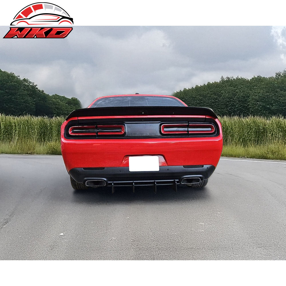 Fits 08-23 Dodge Challenger Trunk Spoiler Wing W/ Camera Cover ABS Matte Black