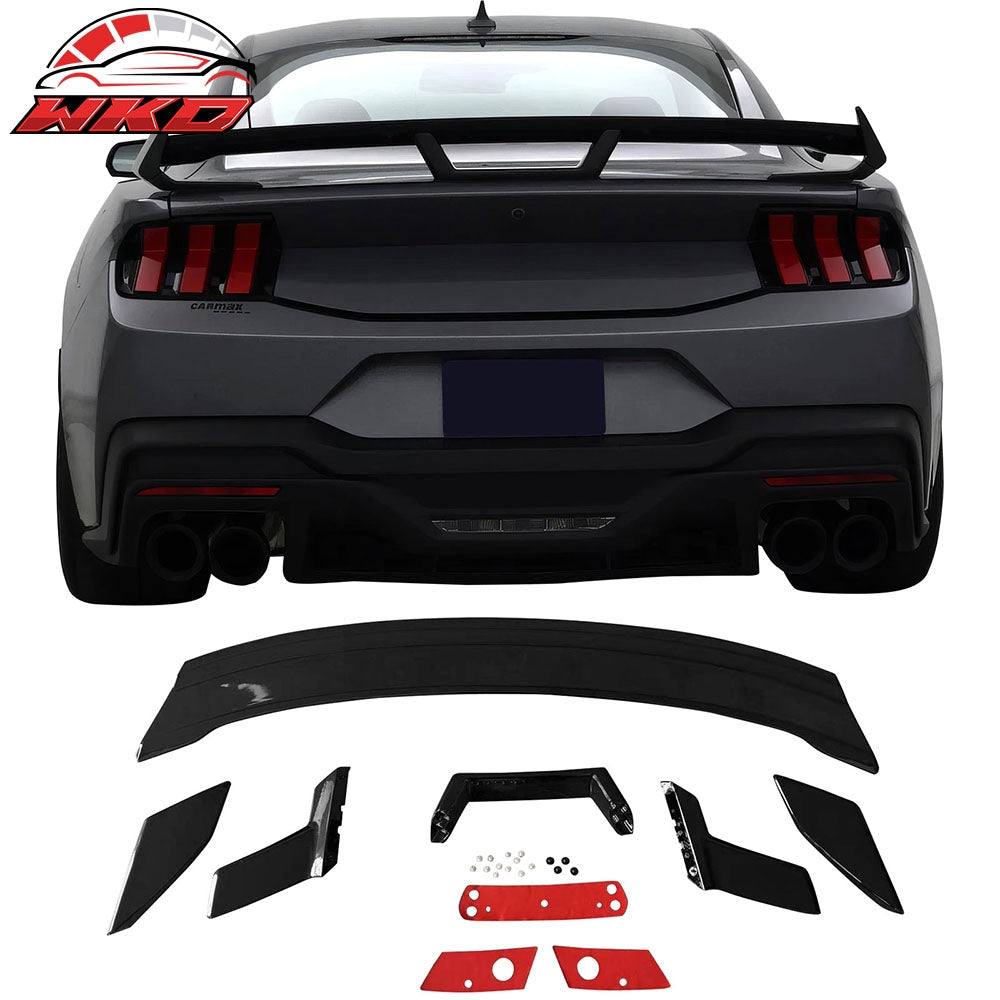 Fits 24-26 Ford Mustang 7th Gen S650 Dark Horse Gloss Black Trunk Spoiler ABS