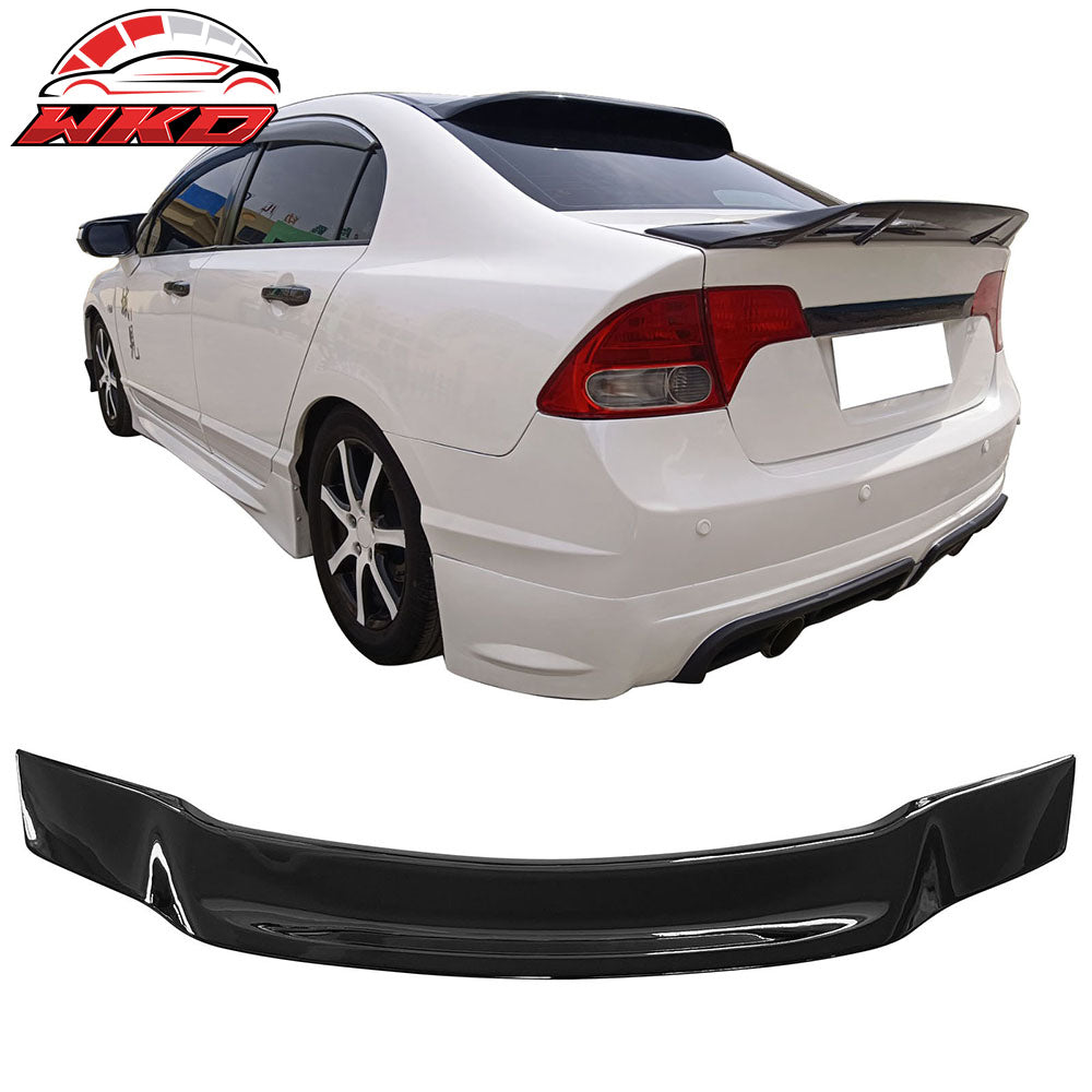 For 06-11 Honda Civic 8th Gen Trunk Spoiler R Style ABS Wing Gloss Black Decklid