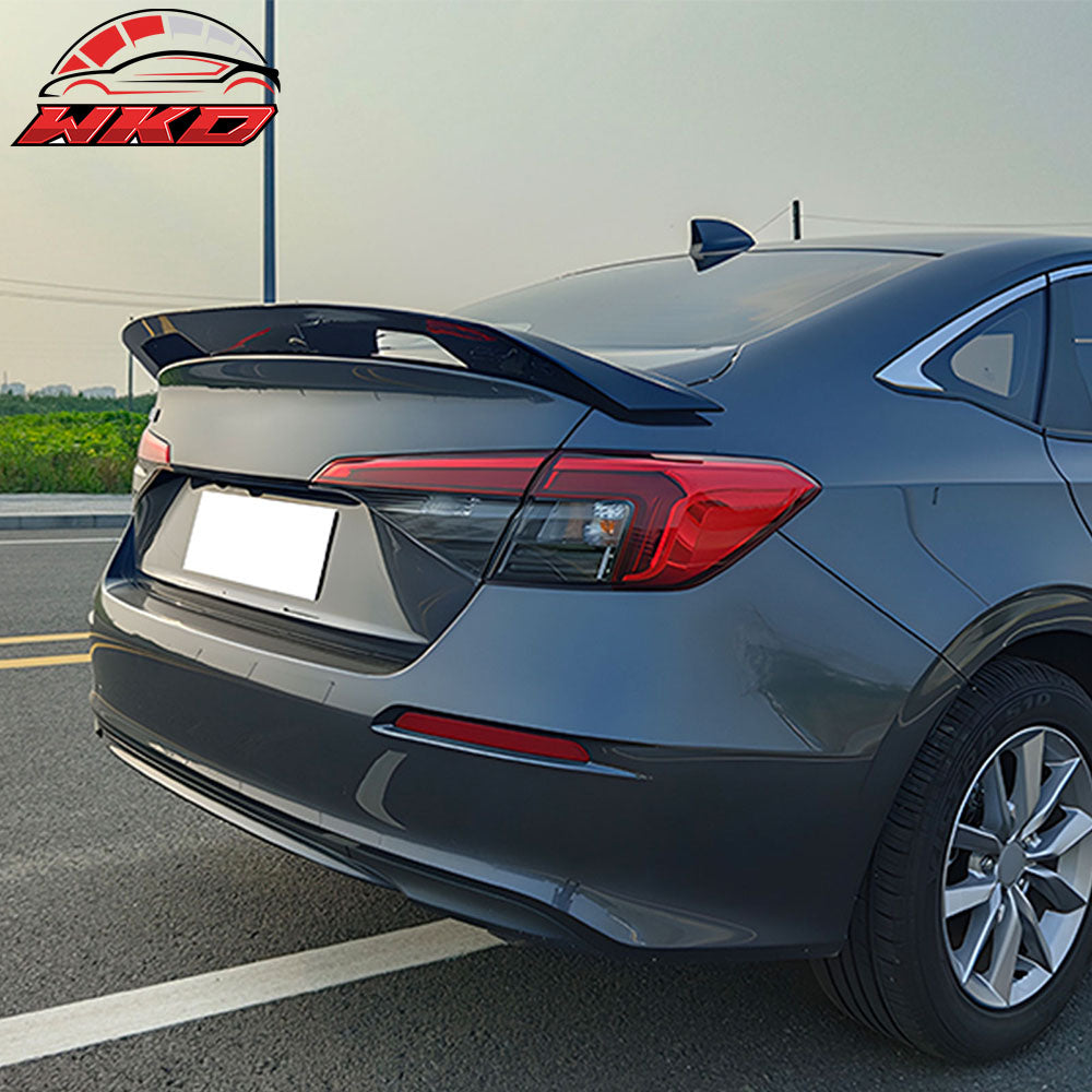 Fits 22-26 Honda Civic 11th Gen Sedan Trunk Spoiler Gloss Black Rear Wing ABS