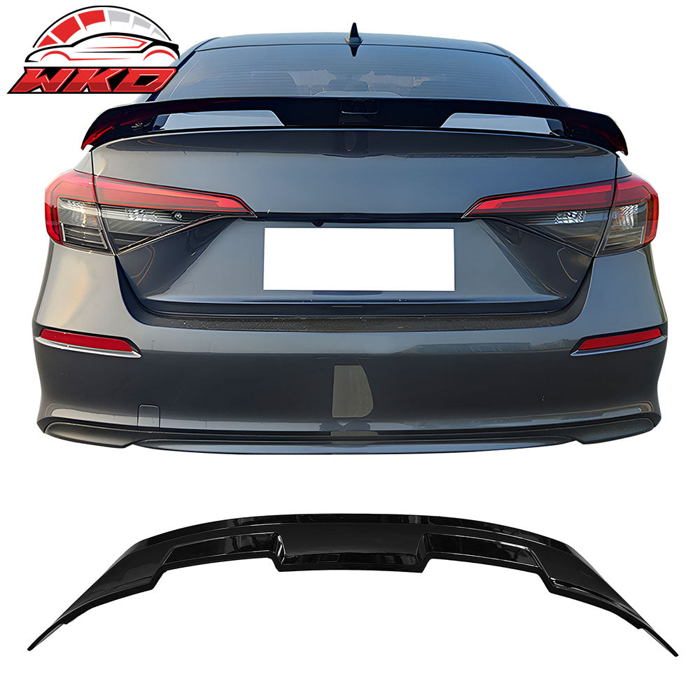 Fits 22-26 Honda Civic 11th Gen Sedan Trunk Spoiler Gloss Black Rear Wing ABS