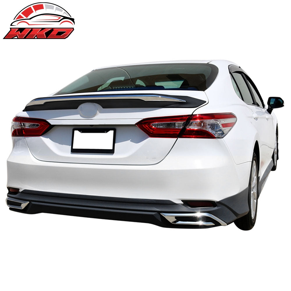 Fits 18-24 Toyota Camry MD Style Rear Trunk Spoiler Wing Unpainted W/Chrome Trim