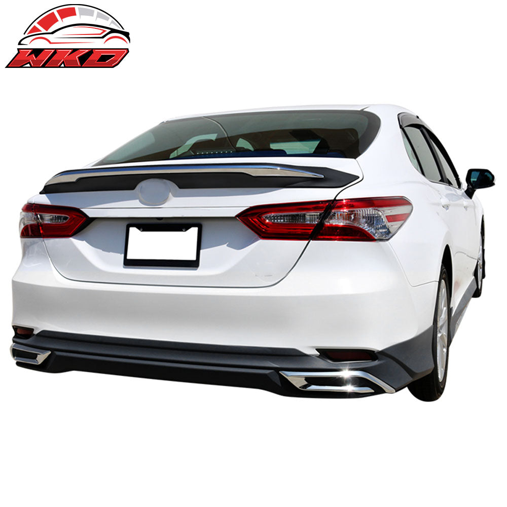 Fits 18-24 Toyota Camry MD Style Rear Trunk Spoiler Wing Unpainted W/Chrome Trim